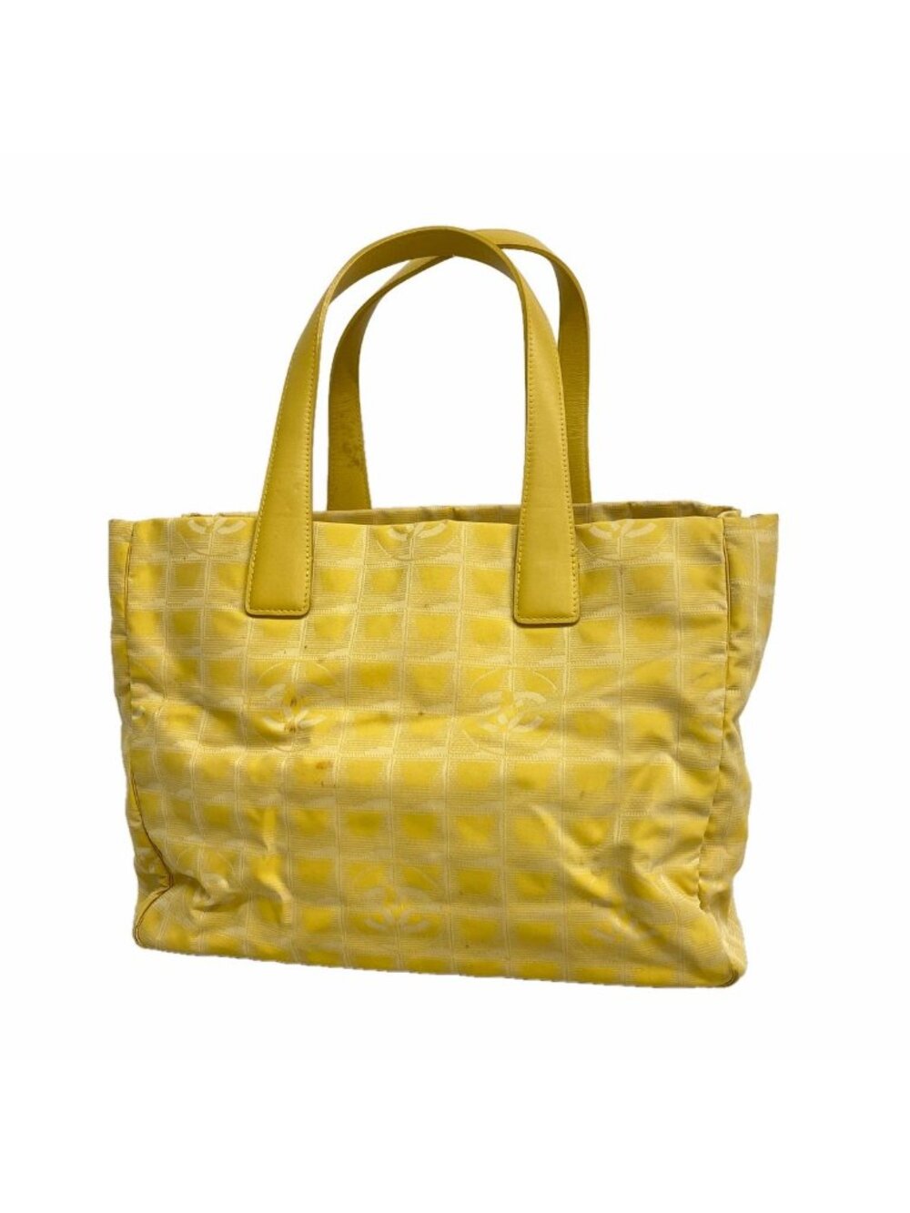 Chanel Tote New Travel Nylon Yellow Silver